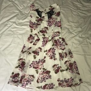 White Floral Printed Dress